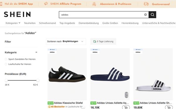 Adidas-Schuhe bei Shein