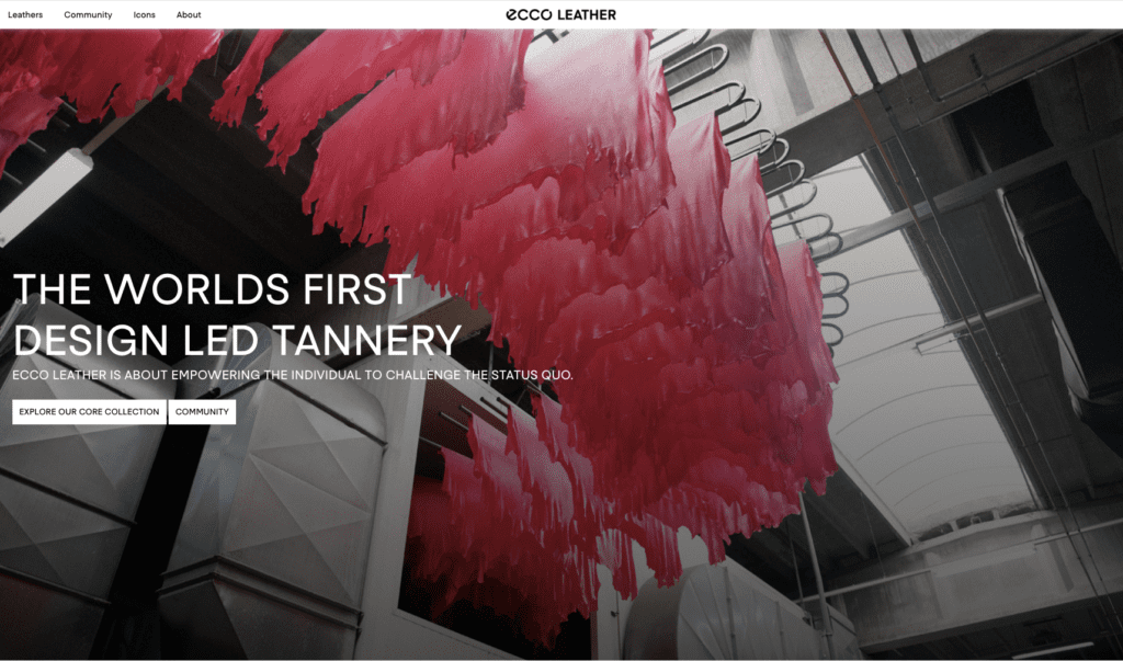 Homepage von Ecco Leather