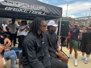 Terance Mann (links) und OG Anunoby waren die Stargäste beim Basketball-Event.