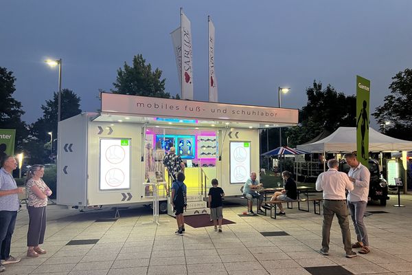 Die mobile Molibso-Ganganalyse im Trailer, die gemeinsam mit Ganter auf der SABU-Messe vorgeführt wurde.