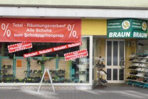 Räumungsverkauf bei Orthopädie-Schuhtechnik Braun in Pforzheim