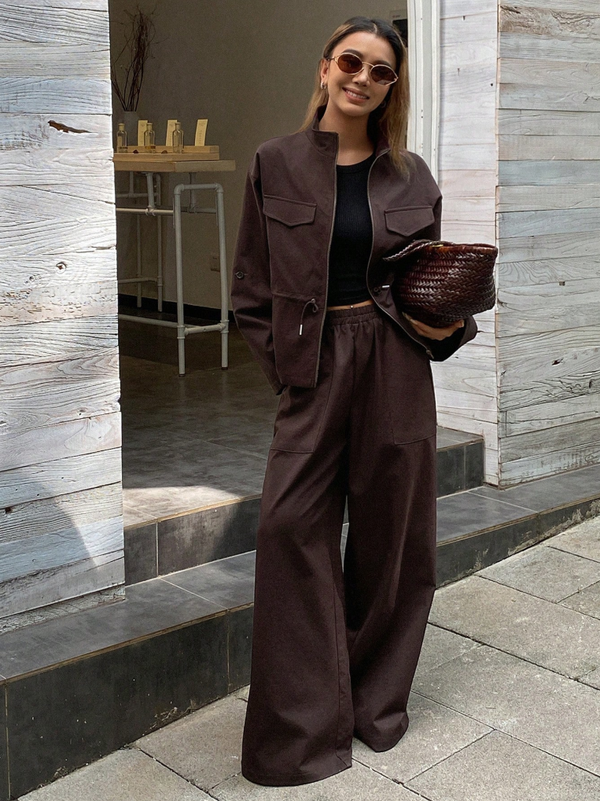 Livesso ZWEITEILIGES SET: Oberteil mit Stehkragen + Freizeithose