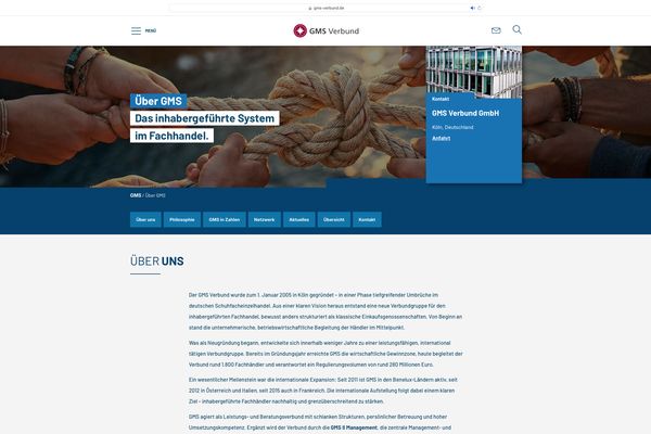 Screenshot der neuen GMS-Website