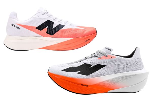 Eine Ähnlickkeit der Logos ist zweifellos vorhanden. Laufschuhe von New Balance (oben) und Kiprun.