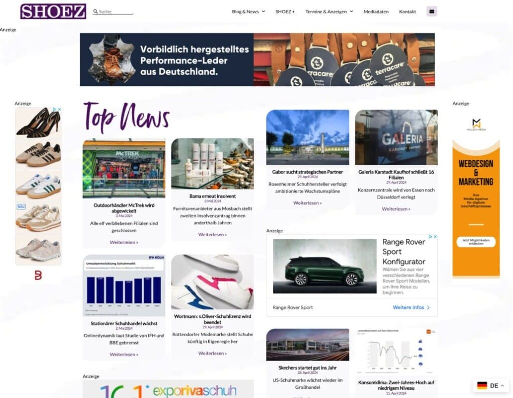 SHOEZ banner advertising