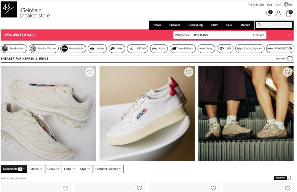 The 43einhalb website