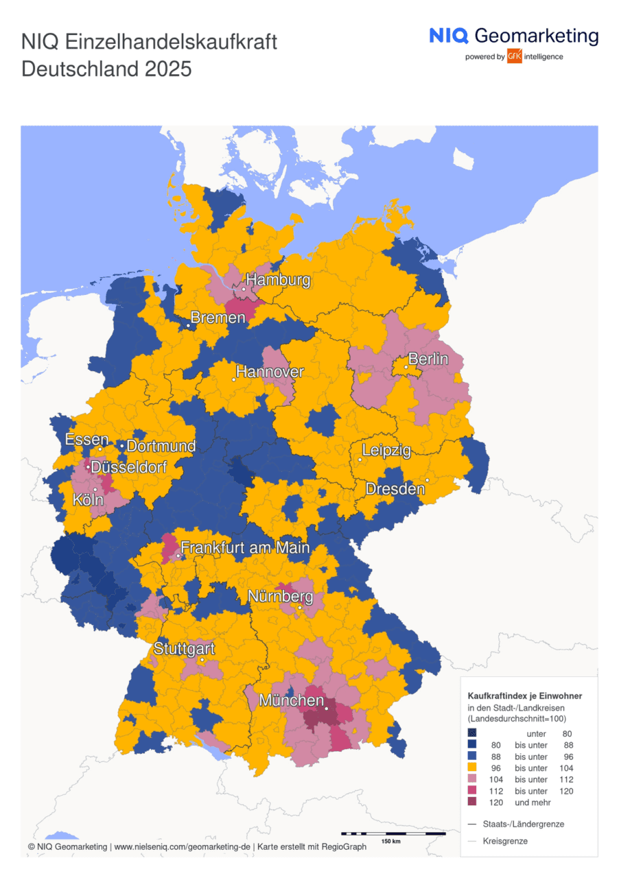 Einzelhandelskaufkraft: Deutschland bleibt unter dem Durchschnitt