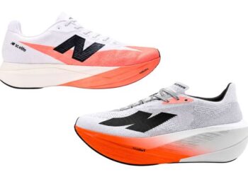 Eine Ähnlickkeit der Logos ist zweifellos vorhanden. Laufschuhe von New Balance (oben) und Kiprun.