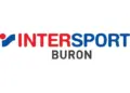 Intersport Buron Logo mit rotem und blauem Schriftzug sowie Firmensymbol
